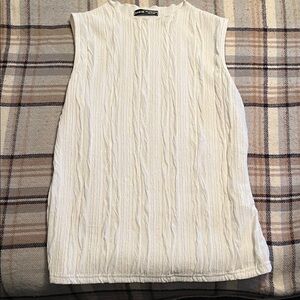 SHEIN Cream Textured Sleeveless Top